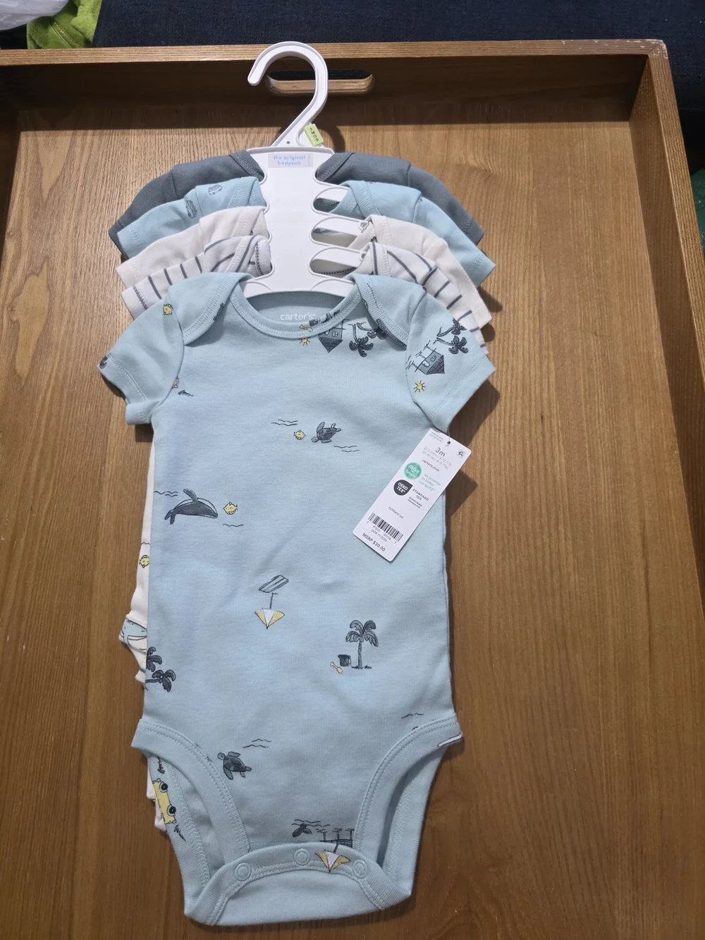 Carter's Baby Blue Ocean Print Short-Sleeve One-Piece (5-Pack)